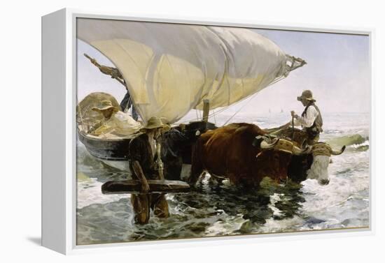 Retour de pêche, halage de la barque-Joaquín Sorolla y Bastida-Framed Premier Image Canvas