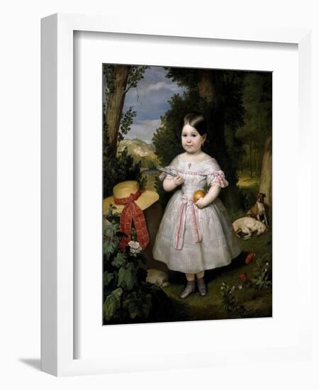 Retrato De Niña Con Fondo De Paisaje, 1847-Carlos Luis De Ribera Y Fieve-Framed Giclee Print