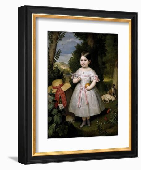 Retrato De Niña Con Fondo De Paisaje, 1847-Carlos Luis De Ribera Y Fieve-Framed Giclee Print