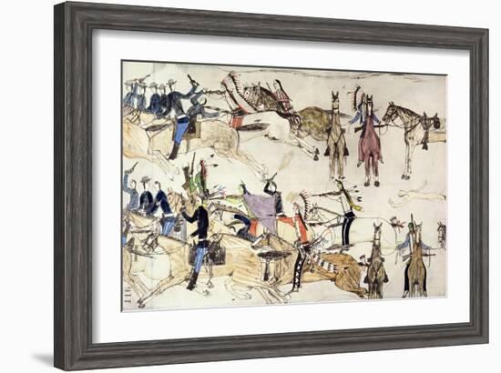 Retreat of Major Marcus Reno's Command-Amos Bad Heart Buffalo-Framed Giclee Print