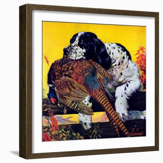 "Retriever with Pheasant,"November 1, 1934-J.F. Kernan-Framed Premium Giclee Print