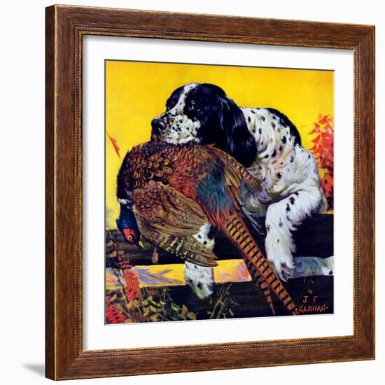 "Retriever with Pheasant,"November 1, 1934-J.F. Kernan-Framed Premium Giclee Print