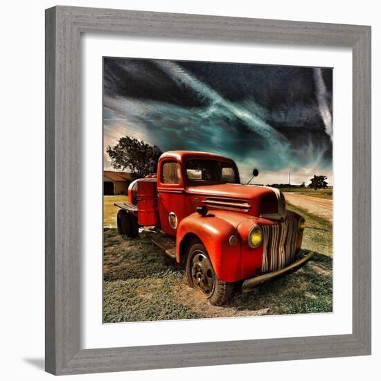 Retro Americana Red Truck-Salvatore Elia-Framed Photographic Print