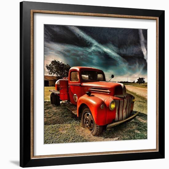 Retro Americana Red Truck-Salvatore Elia-Framed Photographic Print