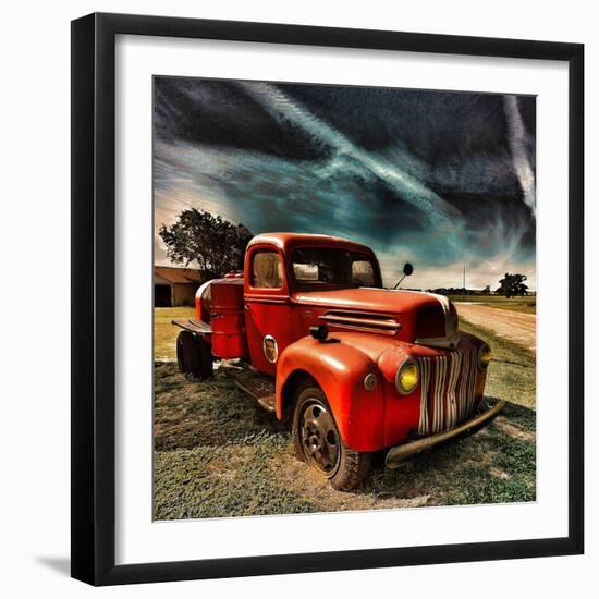 Retro Americana Red Truck-Salvatore Elia-Framed Photographic Print