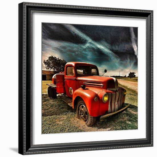 Retro Americana Red Truck-Salvatore Elia-Framed Photographic Print