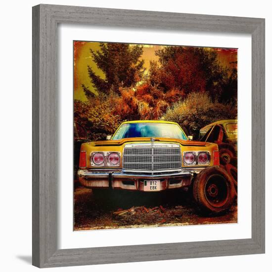 Retro Americana Vintage Yellow Car-Salvatore Elia-Framed Photographic Print