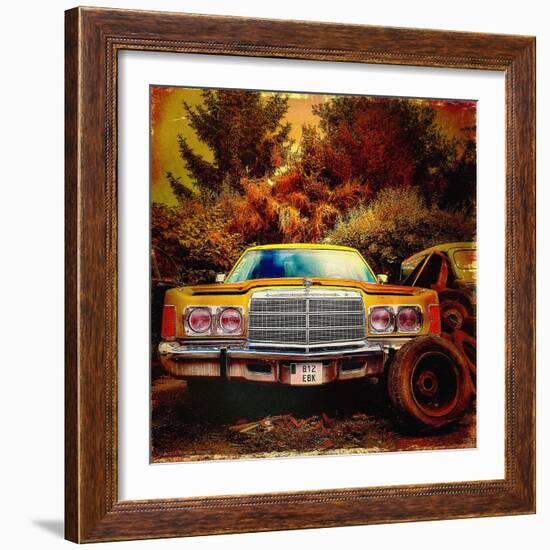 Retro Americana Vintage Yellow Car-Salvatore Elia-Framed Photographic Print