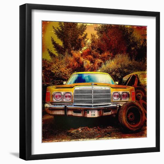 Retro Americana Vintage Yellow Car-Salvatore Elia-Framed Photographic Print