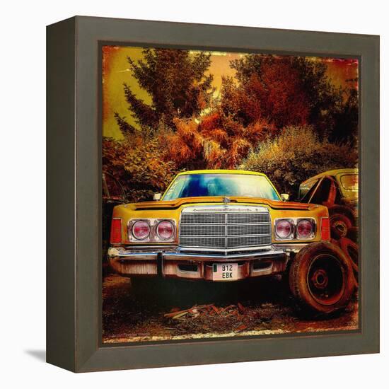Retro Americana Vintage Yellow Car-Salvatore Elia-Framed Premier Image Canvas