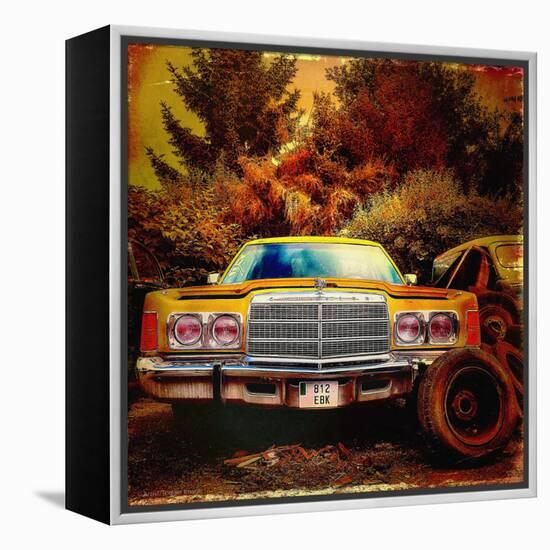 Retro Americana Vintage Yellow Car-Salvatore Elia-Framed Premier Image Canvas