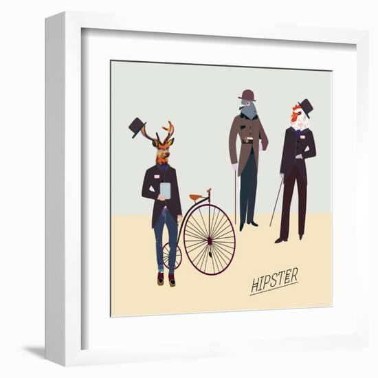 Retro Animals Hipster Like-run4it-Framed Art Print