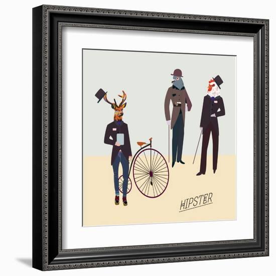 Retro Animals Hipster Like-run4it-Framed Art Print