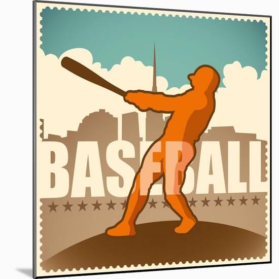 Retro Baseball Poster. Vector Illustration.-Radoman Durkovic-Mounted Art Print