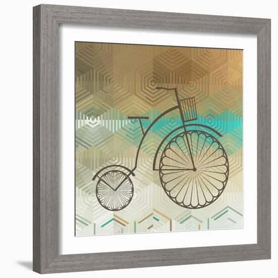 Retro Bicycle On A Color Background-epic44-Framed Art Print