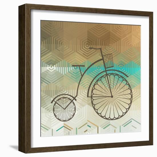 Retro Bicycle On A Color Background-epic44-Framed Art Print