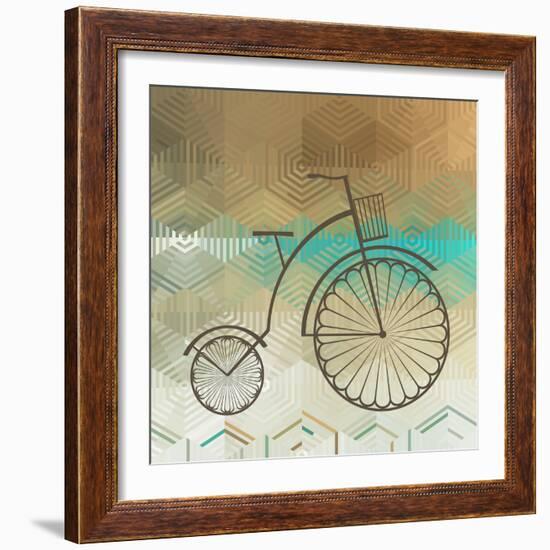 Retro Bicycle On A Color Background-epic44-Framed Art Print