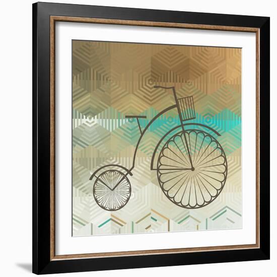 Retro Bicycle On A Color Background-epic44-Framed Art Print