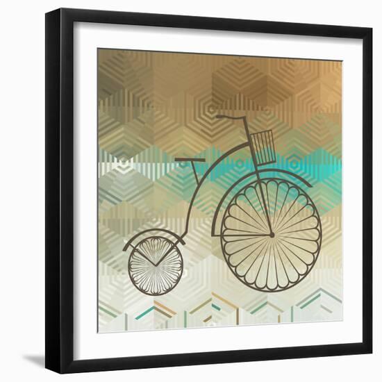 Retro Bicycle On A Color Background-epic44-Framed Art Print