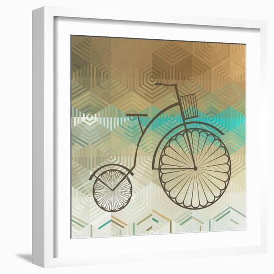 Retro Bicycle On A Color Background-epic44-Framed Art Print