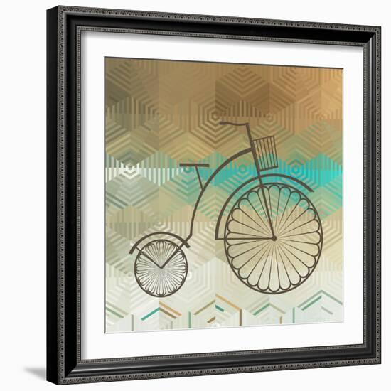 Retro Bicycle On A Color Background-epic44-Framed Art Print