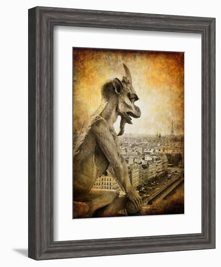 Retro Card ,Paris, View From Notredame Cathedral-Maugli-l-Framed Art Print