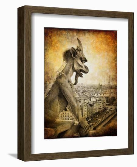 Retro Card ,Paris, View From Notredame Cathedral-Maugli-l-Framed Art Print