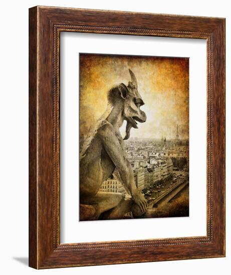 Retro Card ,Paris, View From Notredame Cathedral-Maugli-l-Framed Art Print