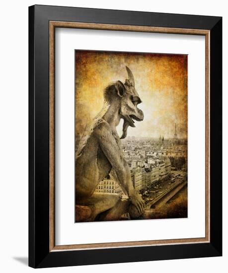 Retro Card ,Paris, View From Notredame Cathedral-Maugli-l-Framed Art Print