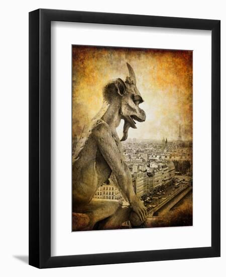 Retro Card ,Paris, View From Notredame Cathedral-Maugli-l-Framed Art Print