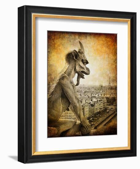 Retro Card ,Paris, View From Notredame Cathedral-Maugli-l-Framed Art Print