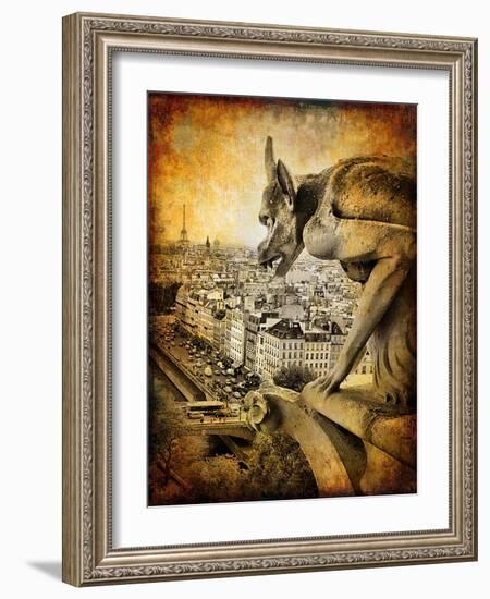 Retro Card ,Paris, View From Notredame Cathedral-Maugli-l-Framed Art Print