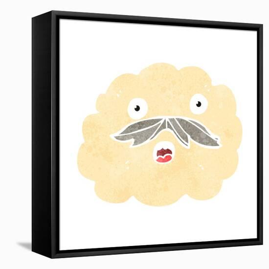 Retro Cartoon Cloud with Mustache-lineartestpilot-Framed Stretched Canvas