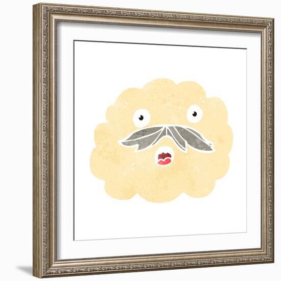 Retro Cartoon Cloud with Mustache-lineartestpilot-Framed Art Print