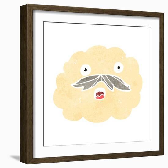 Retro Cartoon Cloud with Mustache-lineartestpilot-Framed Art Print