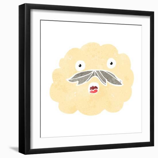 Retro Cartoon Cloud with Mustache-lineartestpilot-Framed Art Print