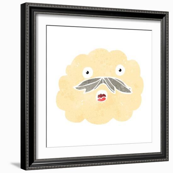 Retro Cartoon Cloud with Mustache-lineartestpilot-Framed Art Print