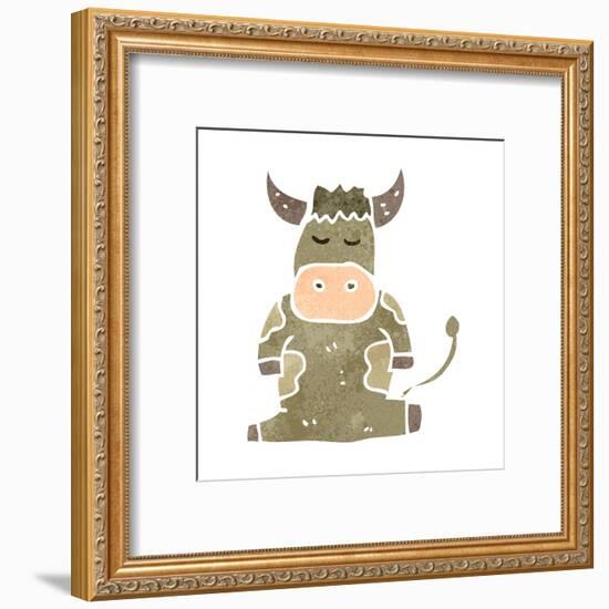 Retro Cartoon Cow-lineartestpilot-Framed Art Print