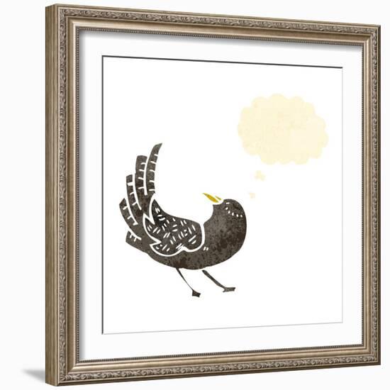 Retro Cartoon Crow-lineartestpilot-Framed Art Print