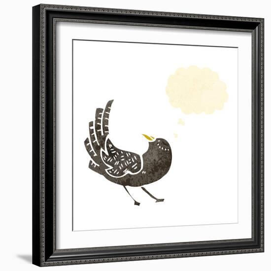 Retro Cartoon Crow-lineartestpilot-Framed Art Print