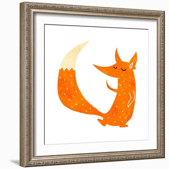 Retro Cartoon Cute Fox-lineartestpilot-Framed Art Print