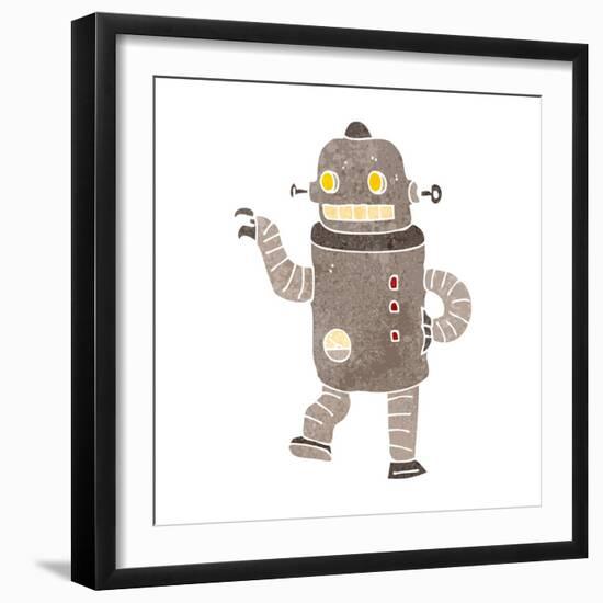 Retro Cartoon Dancing Robot-lineartestpilot-Framed Art Print