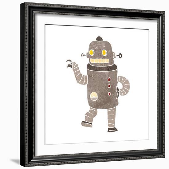 Retro Cartoon Dancing Robot-lineartestpilot-Framed Art Print