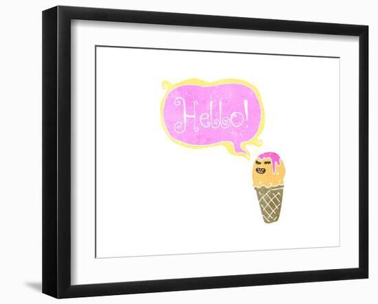 Retro Cartoon Ice Cream Cone-lineartestpilot-Framed Art Print