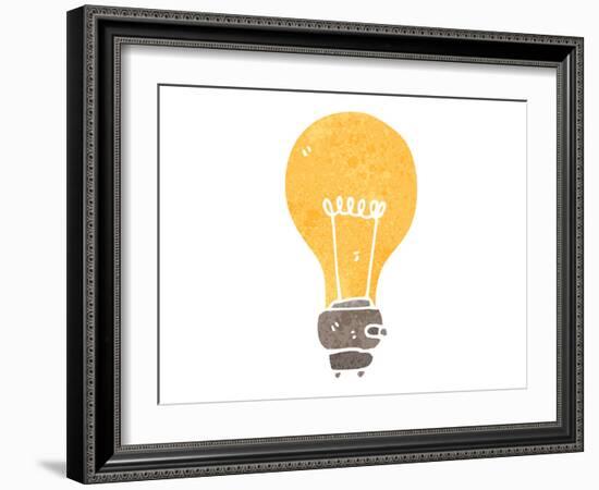 Retro Cartoon Light Bulb Symbol-lineartestpilot-Framed Art Print