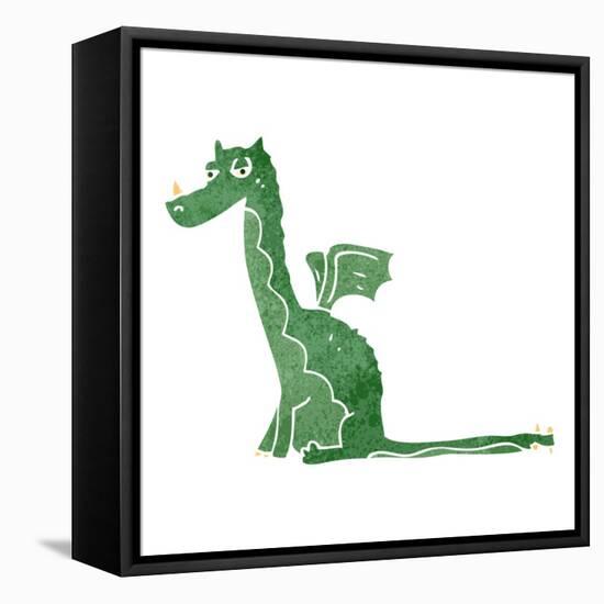 Retro Cartoon Sitting Dragon-lineartestpilot-Framed Stretched Canvas