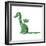 Retro Cartoon Sitting Dragon-lineartestpilot-Framed Art Print