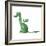 Retro Cartoon Sitting Dragon-lineartestpilot-Framed Art Print