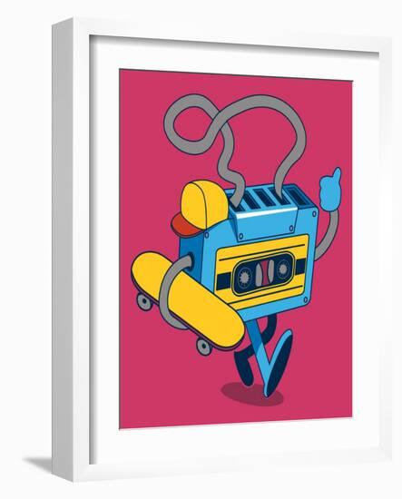 Retro Cassette, Skater Character Design for Tee-braingraph-Framed Art Print