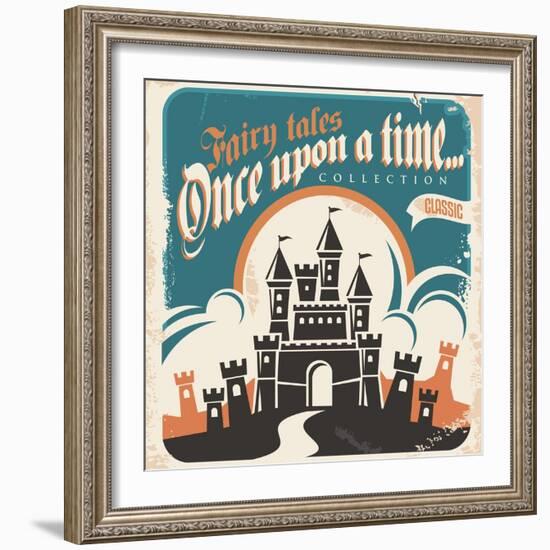 Retro Castle Illustration-Lukeruk-Framed Art Print